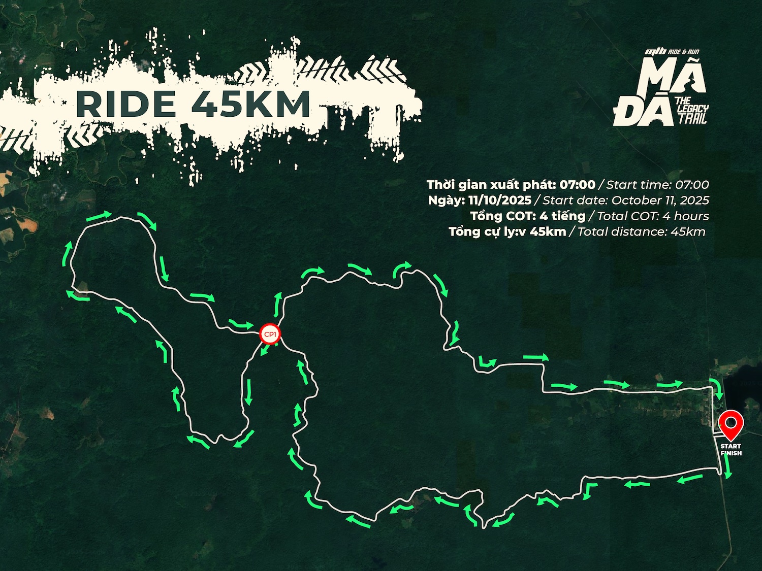 Sơ đồ đường chạy Đạp xe 45km