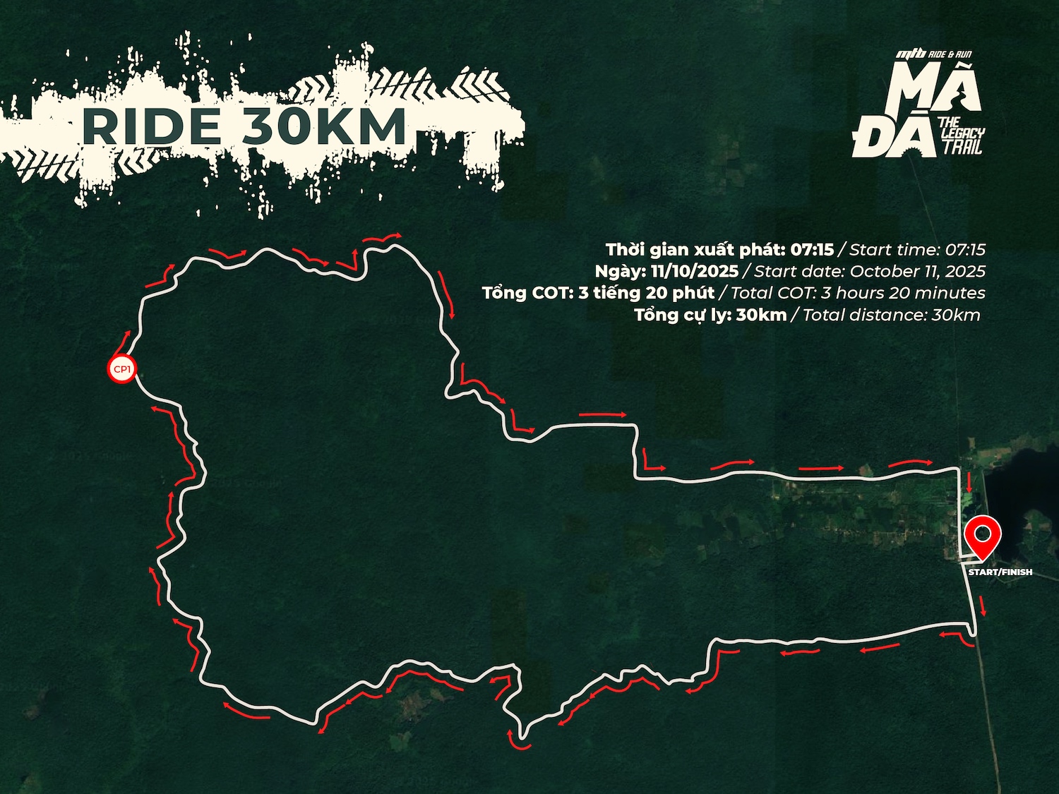 Sơ đồ đường chạy Đạp xe 30km