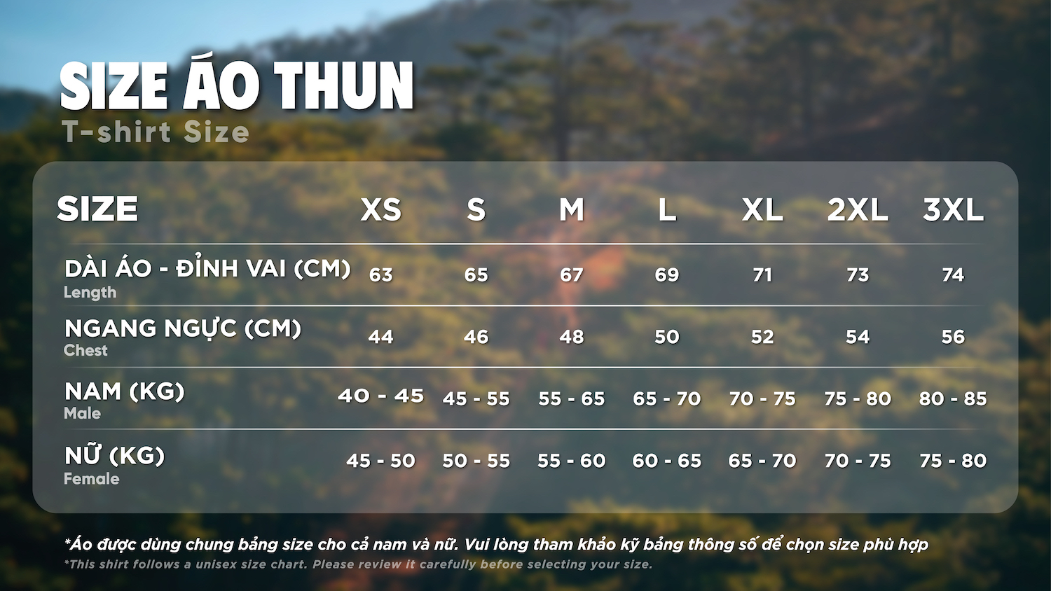 Vietnam Highlands Trail 2025: Chinh phục 4 ngọn núi thiêng Lâm Đồng 8 Bảng size áo Race Kit Vietnam Highlands Trail 2025